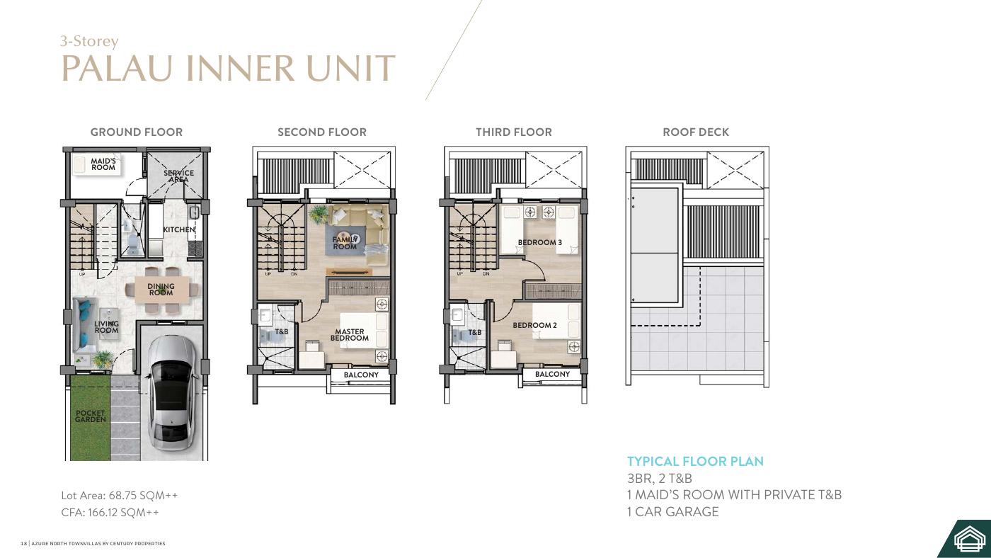 Azure North Townvillas - 3-Storey Palau Inner Unit, Block 3B Lot 04