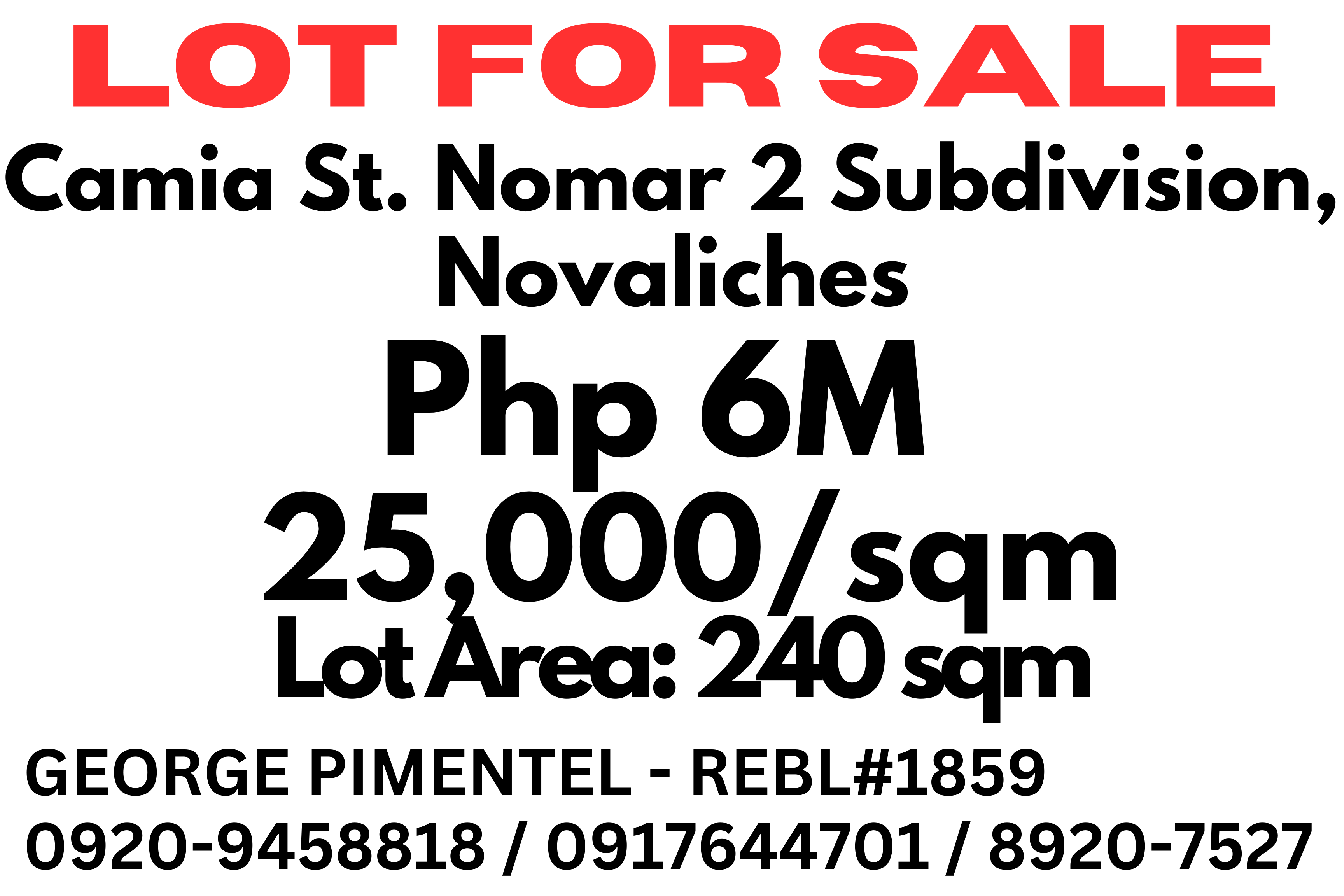 Vacant Lot for Sale on Camia St., Novaliches, Quezon City