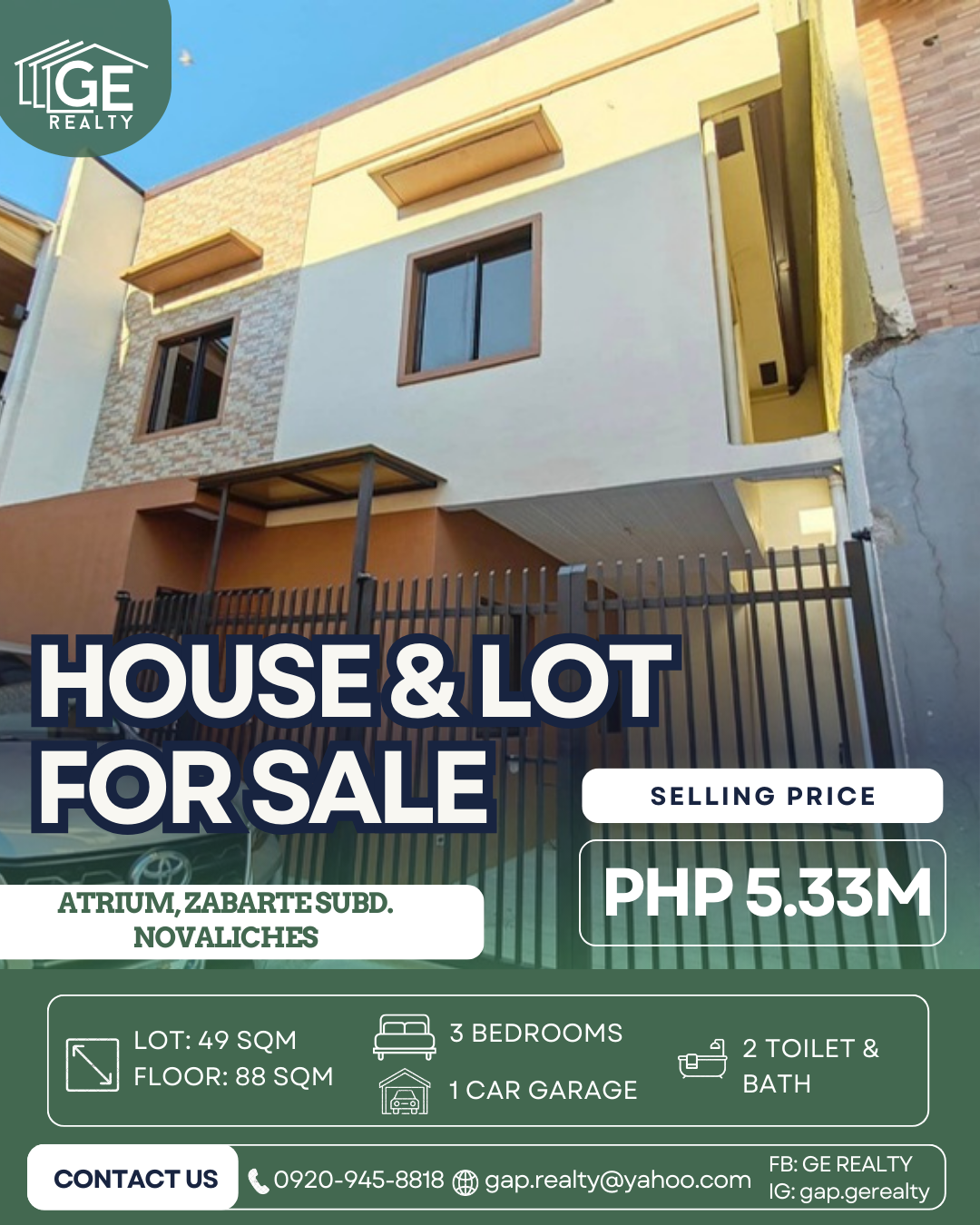 House for Sale in Atrium, Zabarte Subdivision Novaliches