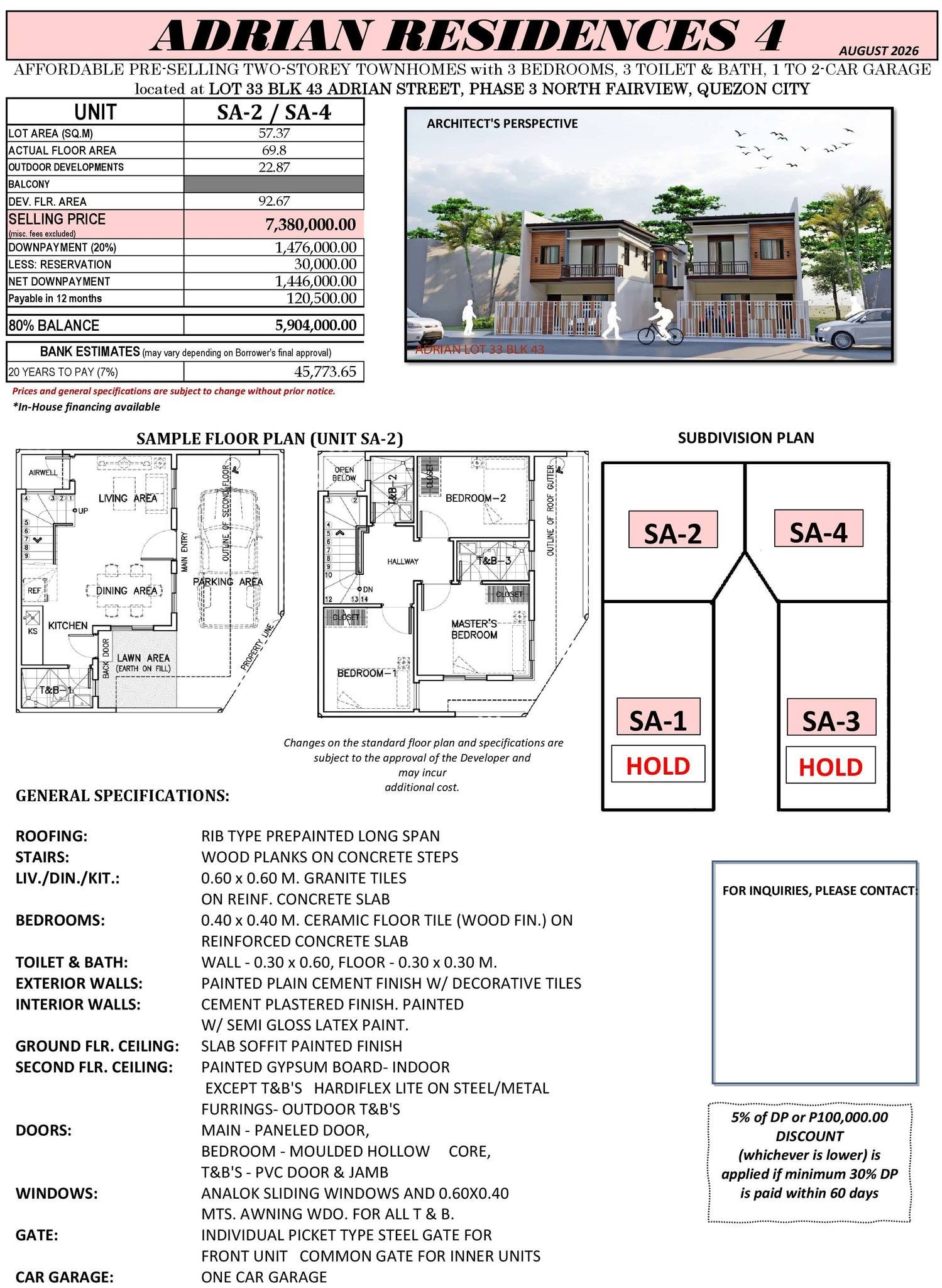 Adrian Residences 4 Pre-Selling Townhomes in North Fairview